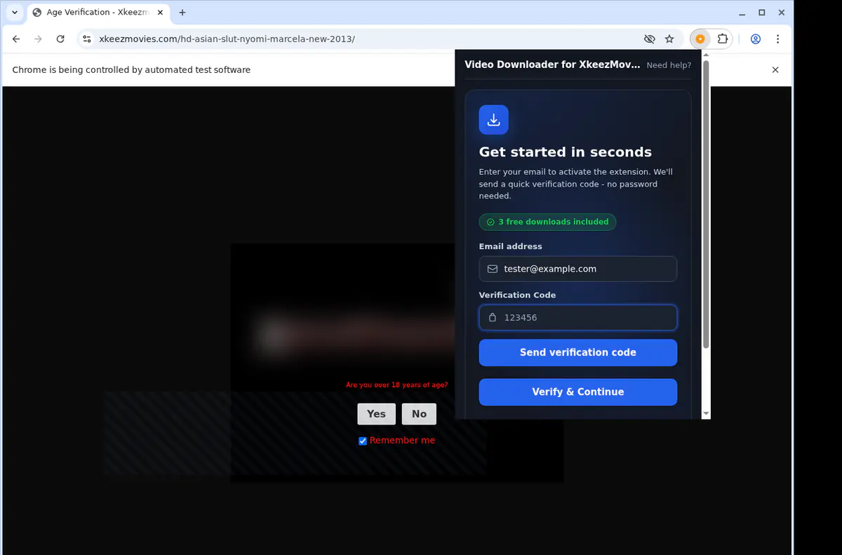 Xkeezmovies Video Downloader browser extension screenshot 4